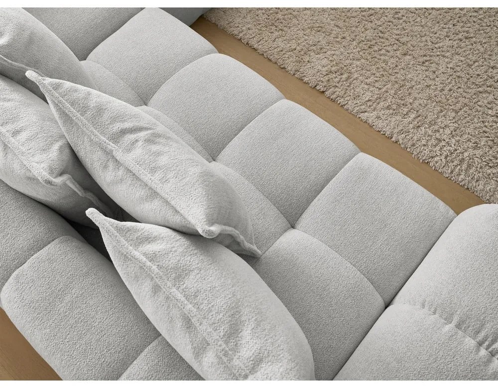 Colțar gri deschis extensibil/cu spațiu de depozitare cu tapițerie din chenille (cu colț pe partea dreaptă/în formă de ”L”) Everest – Bobochic Paris