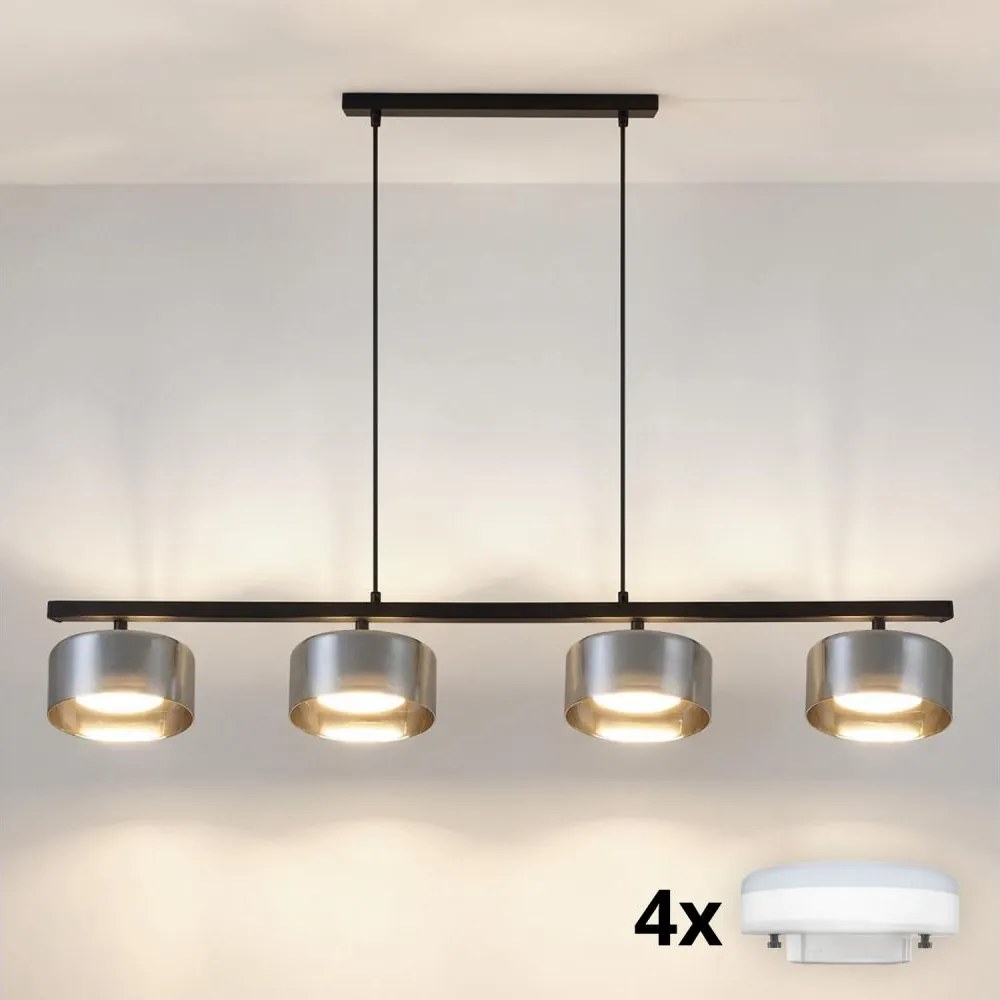 Brilagi - Lustra LED RGB reglabilă  AURA LUX 4xGX53/14W/230V Wi-Fi Tuya neagră/fumurie