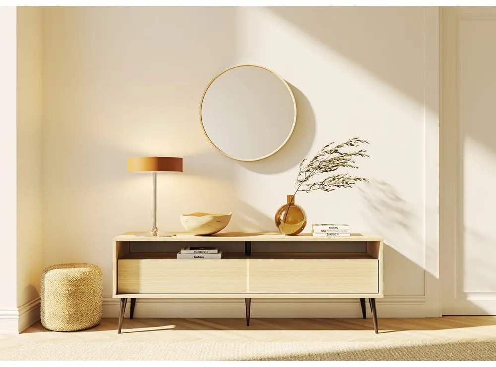 Comodă TV în culoare naturală cu aspect de lemn de stejar 150x54 cm Lake – TemaHome