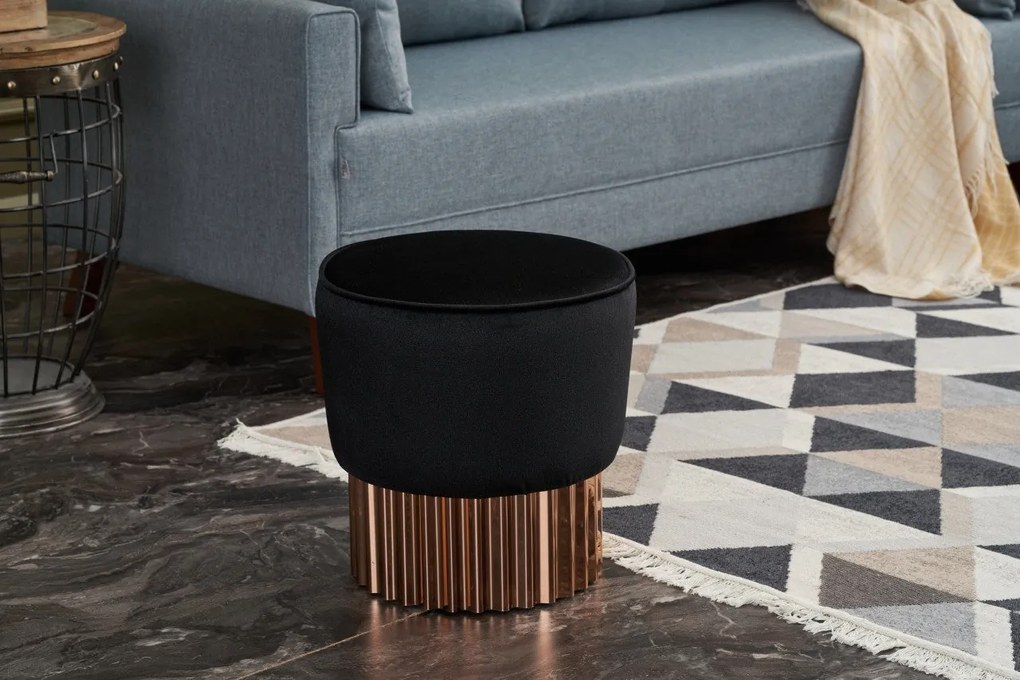 Puf Living Puf-Black Negru Bronz