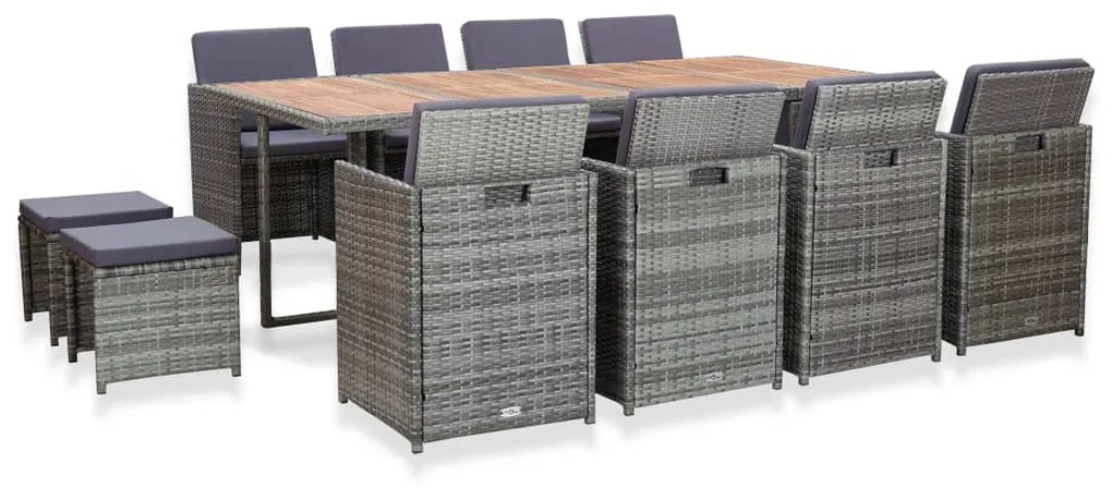 vidaXL Set mobilier de exterior 13 piese antracit poliratan și acacia