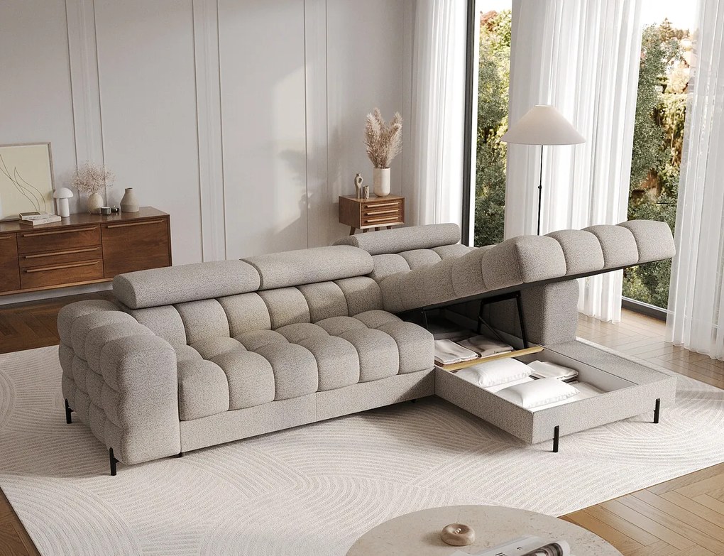 Coltar extensibil dreapta 3 locuri ELTAP, RT-20ROY, Felro, 285x181x93 cm, lemn/poliester, bej