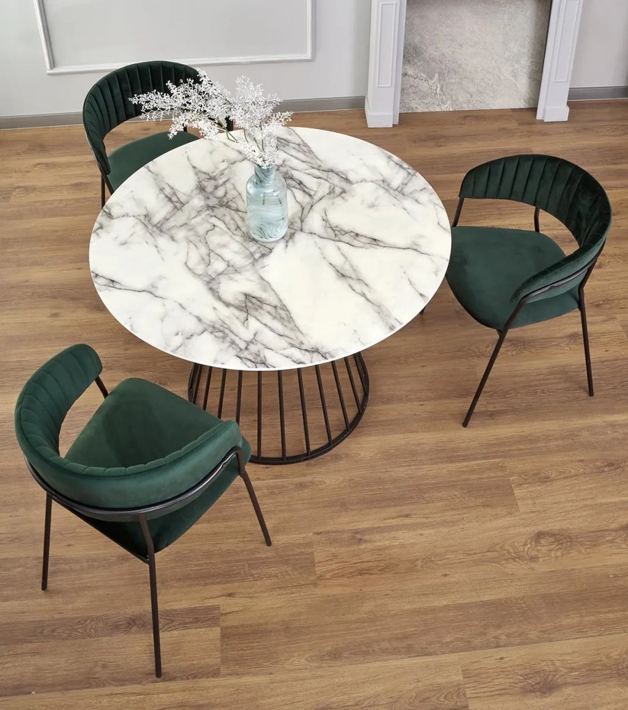 Set masa rotunda Brodway + 3 scaune K426 verde/negru