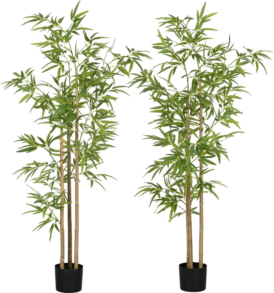 HOMCOM Plantă artificială Bambus copac artificial înălțime 180 cm cu ghiveci, decor interior, foarte realist | Aosom Romania