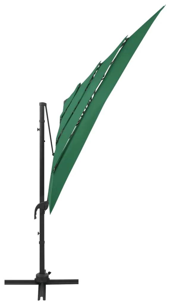 Umbrela de soare 4 niveluri, stalp aluminiu, verde, 250x250 cm Verde