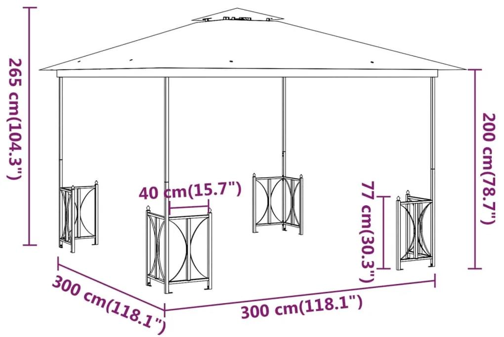 Foisor cu pereti laterali si acoperisuri duble, gri taupe, 3x3m Gri taupe, 3 x 3 m