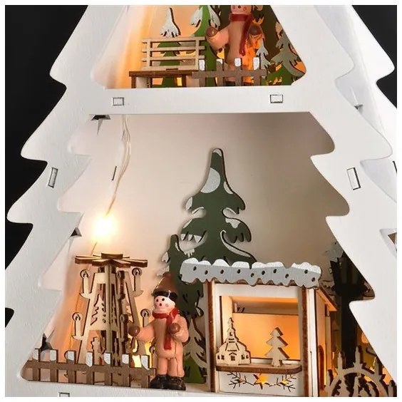 Solight 1V283 - Brăduț din lemn cu LED pentru Crăciun, 13 x LED, 2 x AA