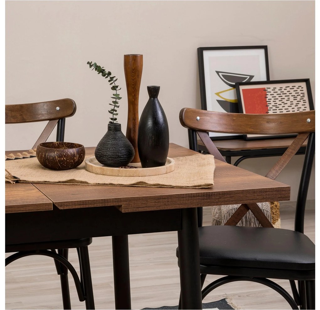 Set mobilier sufragerie Duvasa 9 (negru) (pentru 4 persoane). 1093809