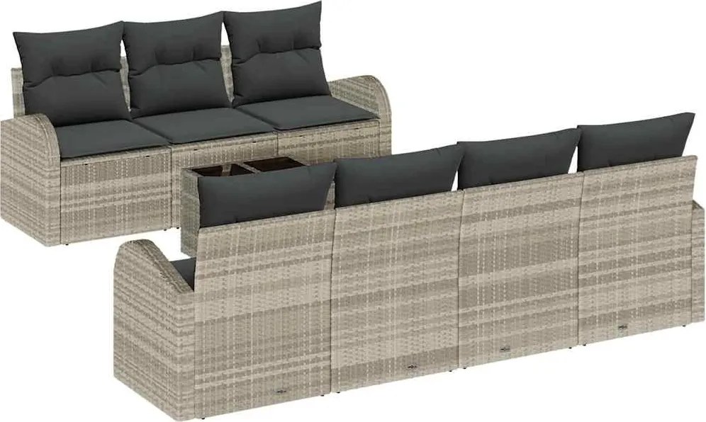 vidaXL Set de canapele pentru grădină 8 pcs Gri deschis și gri închis
