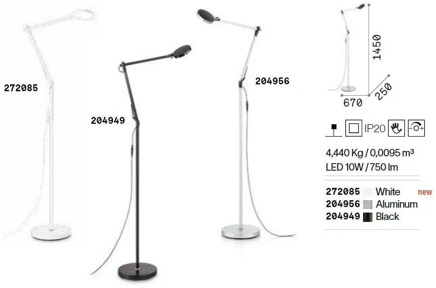 Lampadar LED modern cu brat articulat FUTURA PT BIANCO