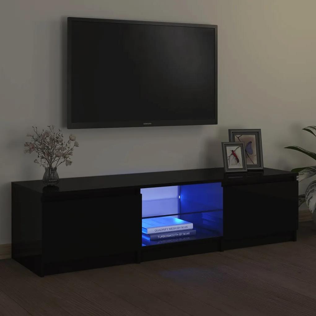 804293 vidaXL Comodă TV cu lumini LED, negru, 140x40x35,5 cm