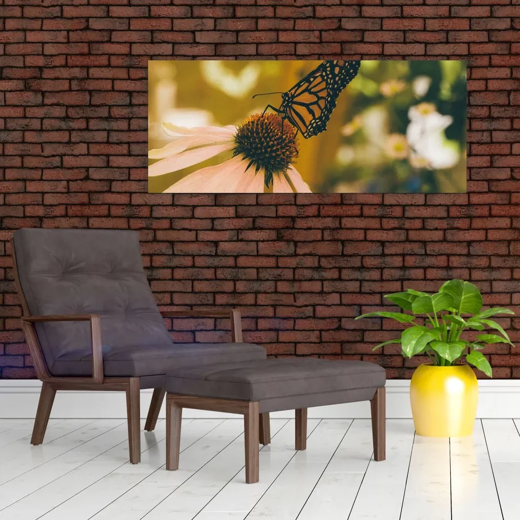 Tablou cu fluture pe floare (120x50 cm)