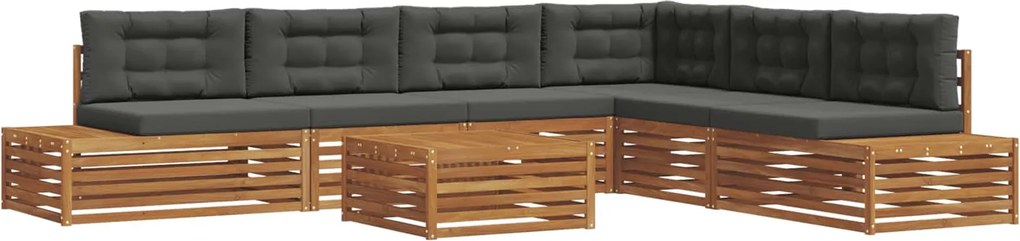 vidaXL Set de canapele de exterior 7 Bucată Natural și Antracit