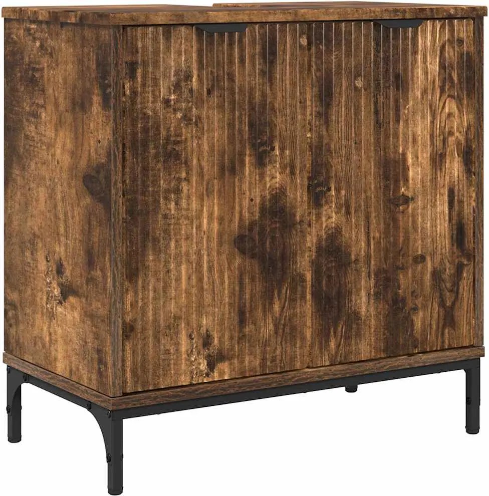 vidaXL Dulap pentru Chiuveta de Baie cu depozitare Stejar fumuriu