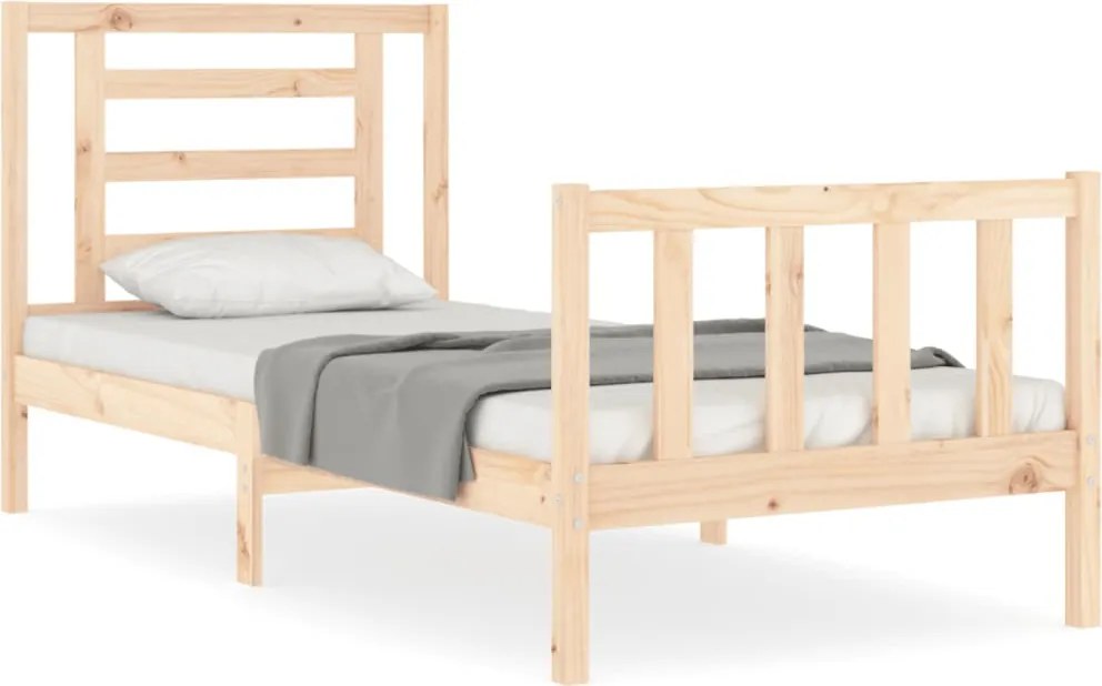 vidaXL Cadru de pat cu tăblie single, lemn masiv
