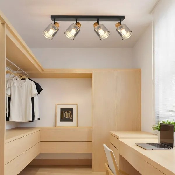 Brilagi - Plafonieră HYGGE cu 4 spoturi, 4xE14/15W/230V, negru/fumuriu