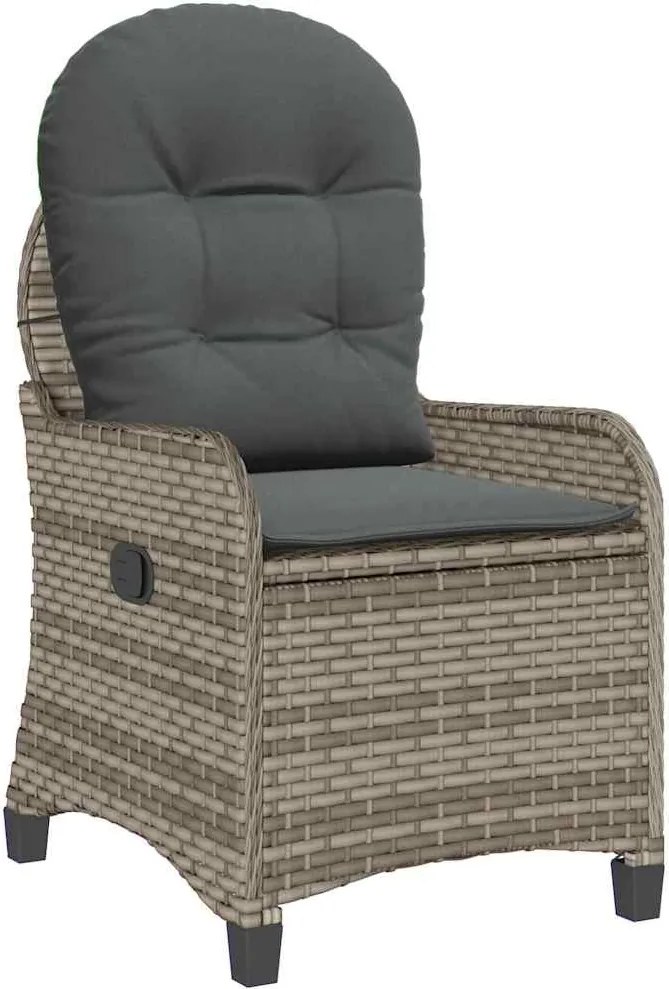 vidaXL Fotoliu recliner cu pernă Gri 56 x 66 x 95 cm poliratan