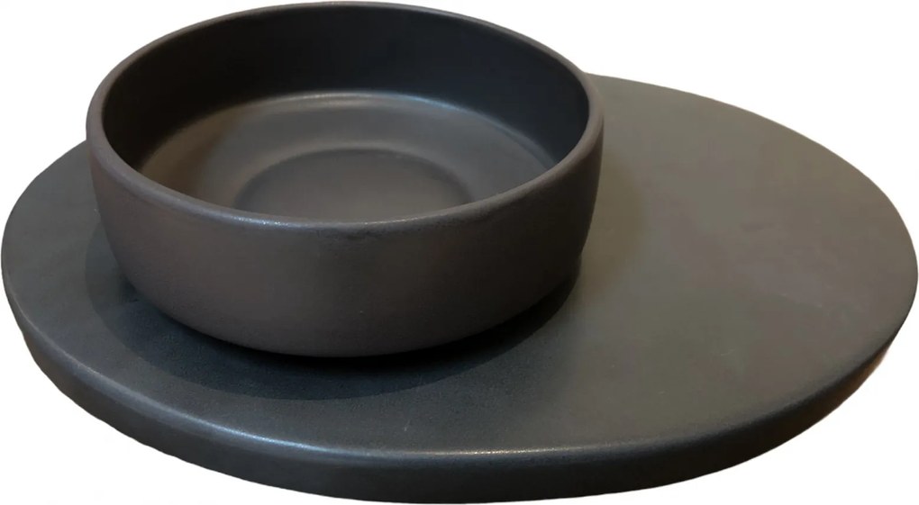 Set 48 Piese Sushi Vulcano ( 24 Platouri Sushi + 24 Boluri Vulcano) Glazura Negru Mat Carbon