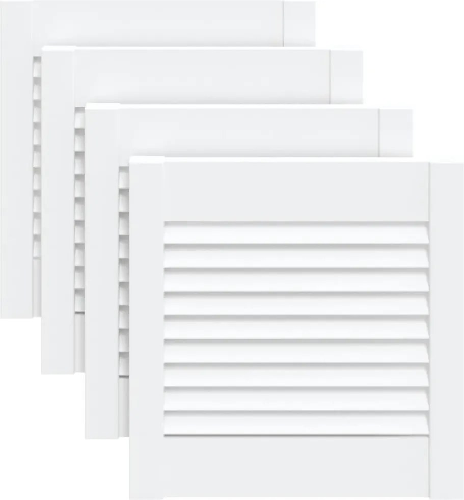 vidaXL Uși dulap design lambriu 4 buc. alb 39,5x39,4 cm lemn masiv pin