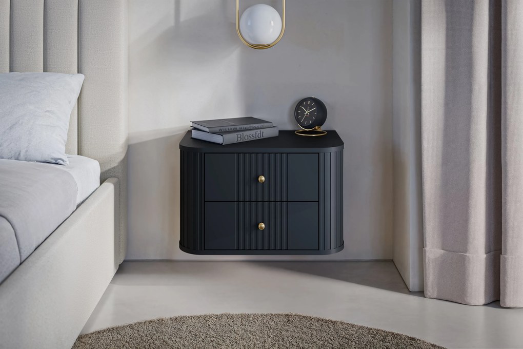 Set noptiere Vesper 56 cm de perete - negru / mânere aurii