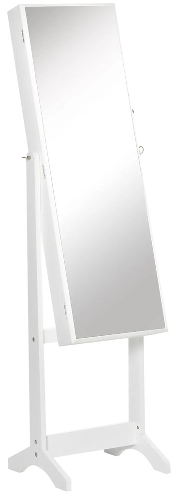 HOMCOM Dulap Bijuterii cu Oglinzi și Spații pentru Cercei Inele Coliere 46x36,5x151,5 cm Alb | Aosom Romania