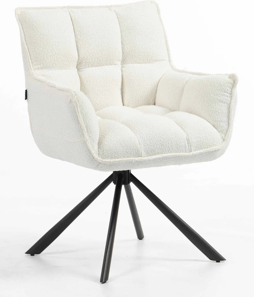 HR560 BAZĂ STEA Scaun Crem din Boucle cu Bază Neagră