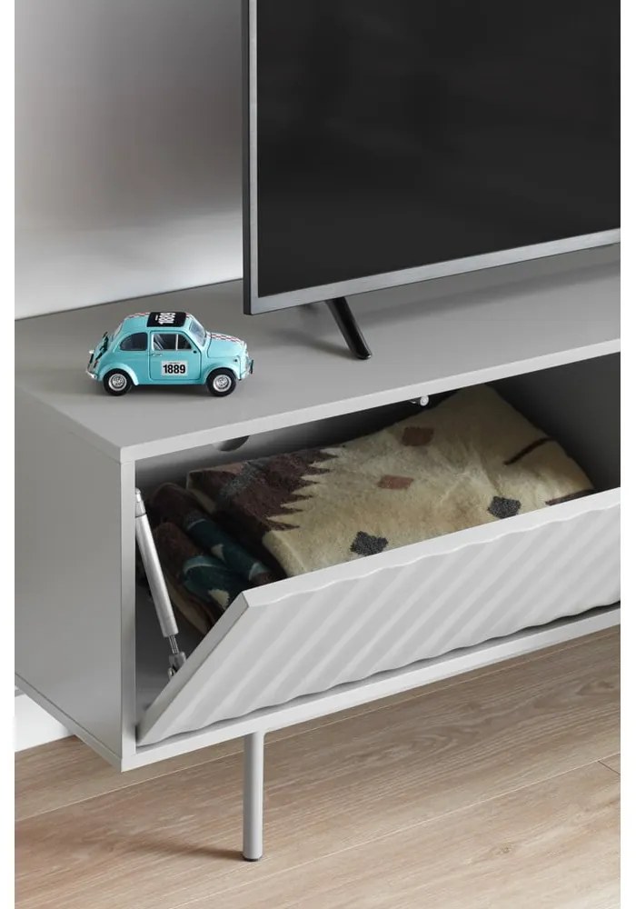 Comodă TV gri/în culoare naturală cu aspect de lemn de stejar 140x52 cm Sierra – Teulat