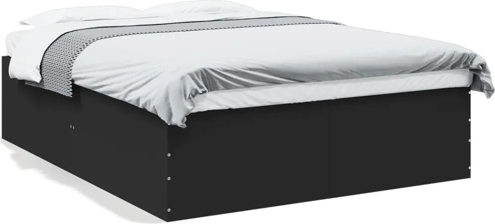 vidaXL Cadru de pat, negru, 150x200 cm, lemn prelucrat