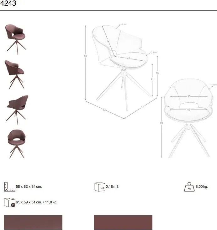 Scaun modern pivotant piele sintetica maro cupru