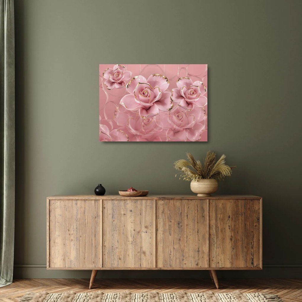 Tablou pe sticlă - Decor floral (70x50 cm)
