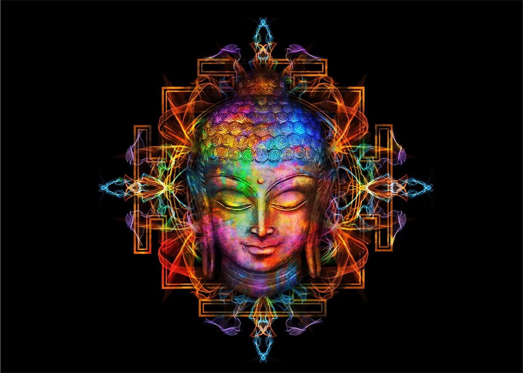 Tablou - Bustul lui Buddha în culori neon (70x50 cm)