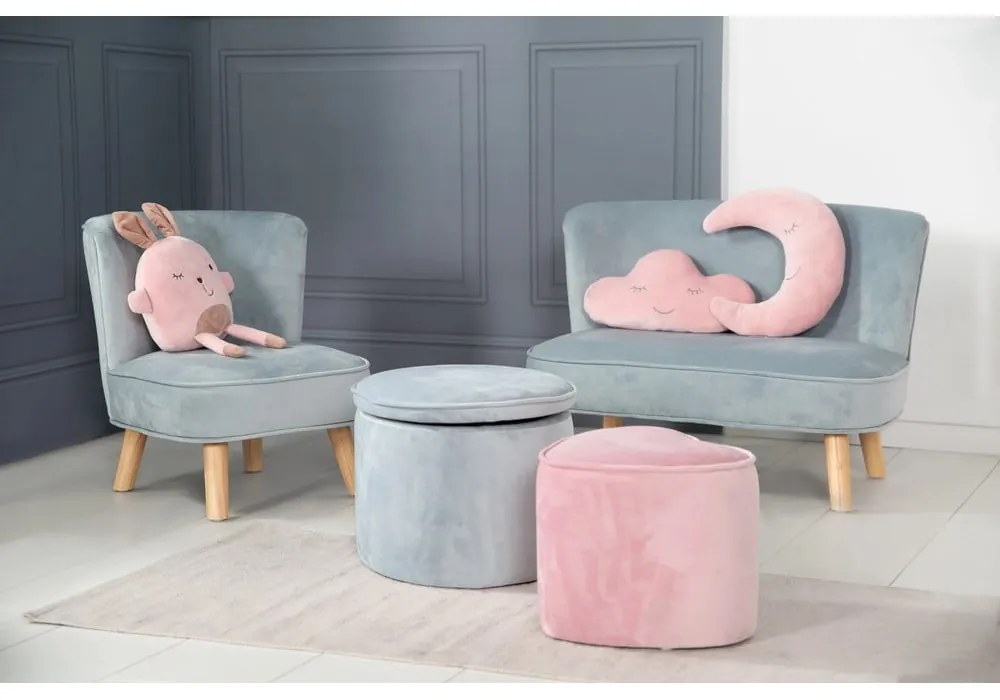 Fotoliu pentru copii albastru deschis cu tapițerie din catifea Lil Sofa – Roba