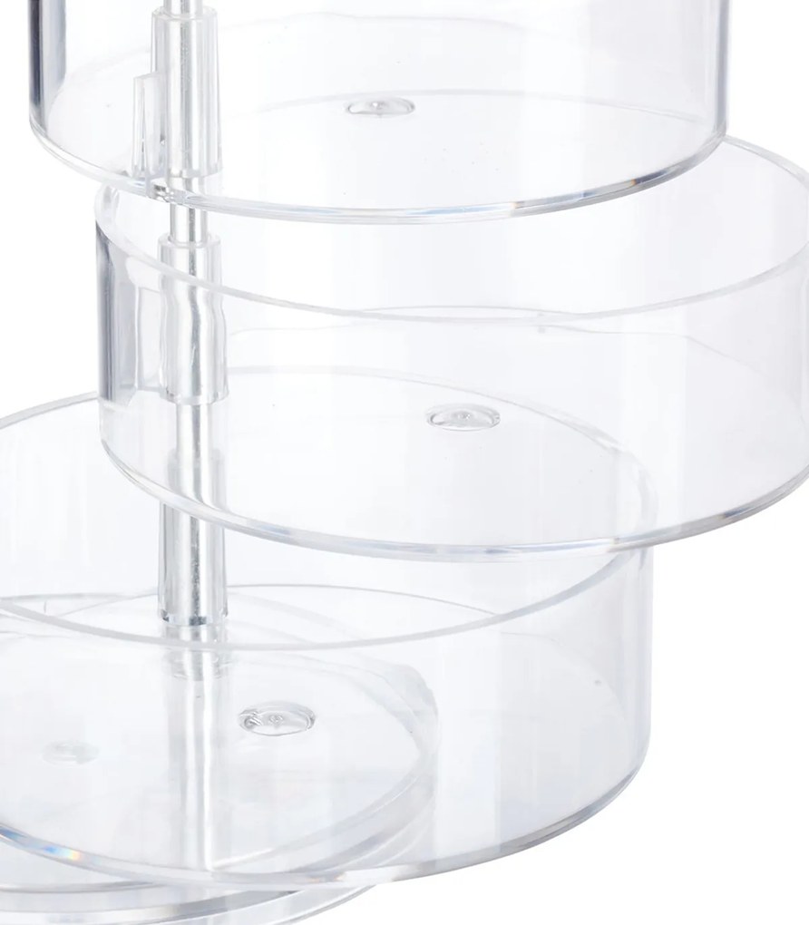 Organizator produse cosmetica 3 compartimente bambus/plastic Transparent