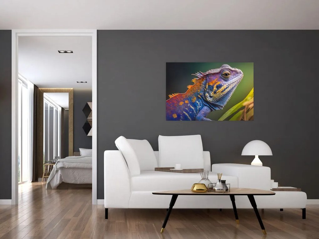 Tablou - Iguana colorată (90x60 cm)