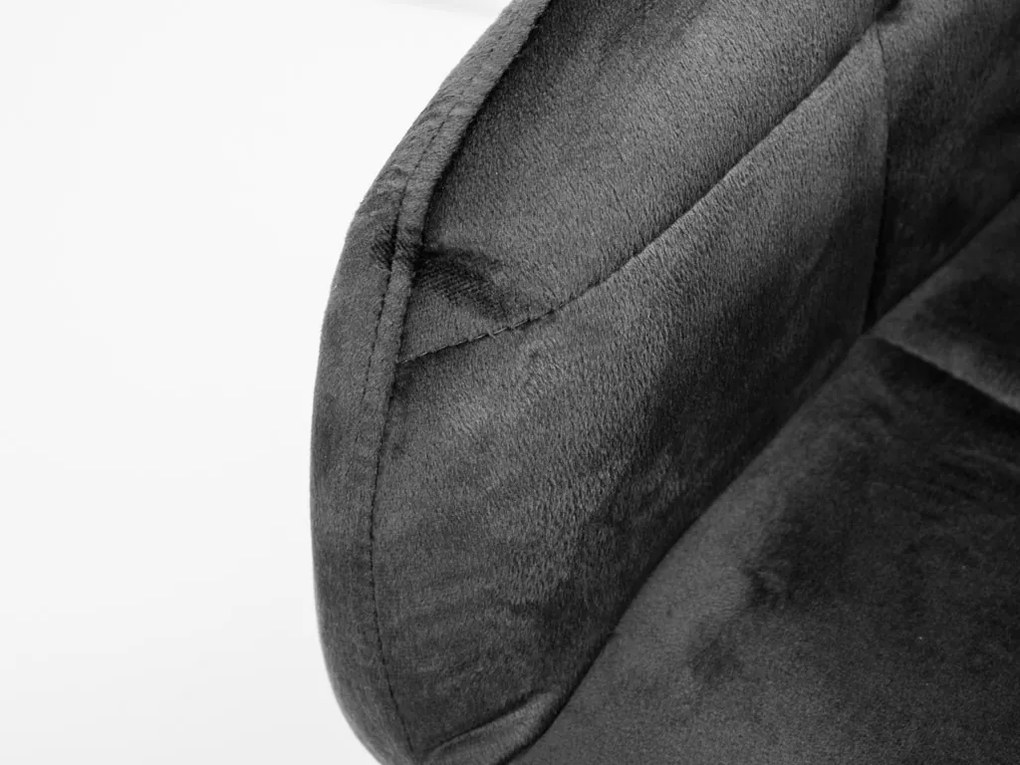 Fotoliu de sufragerie gri MARLEN VELVET cu picioare negre