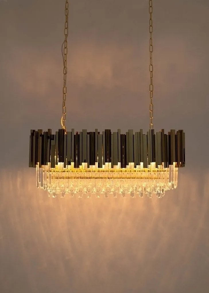 Lustra suspendata, Cristale de Sticla, Glamour Long Gold 90