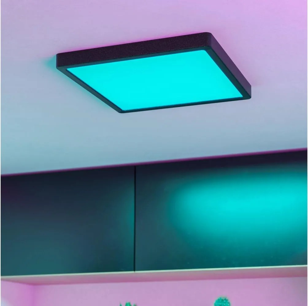 Eglo 901375 - FUEVA-Z Lampă de tavan LED RGBW dimabilă, sticlă fumurie, LED/13,5W/230V, 29,5cm, IP44, neagră