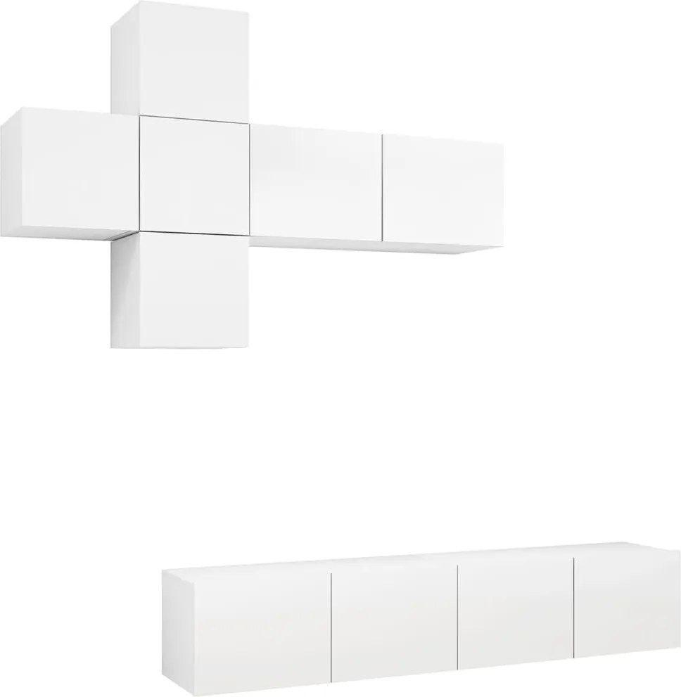 vidaXL Set dulapuri TV, 7 piese, alb, lemn prelucrat