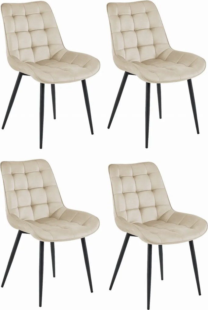 OFERTA Scaun din catifea bej BERA cu picioare negre II. calitate