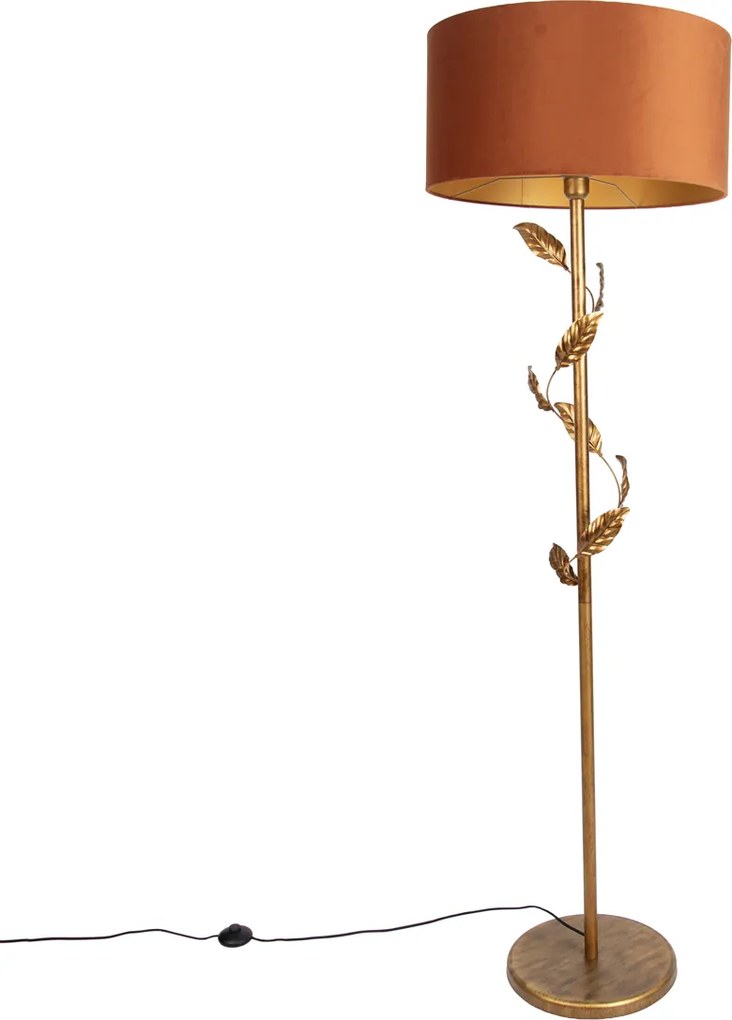 Lampă de podea aurie cu abajur portocaliu și interior auriu 50cm - Linden