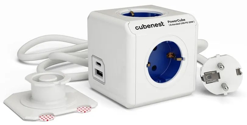 Priză 13 cm PowerCube Extended USB Schuko – Cubenest