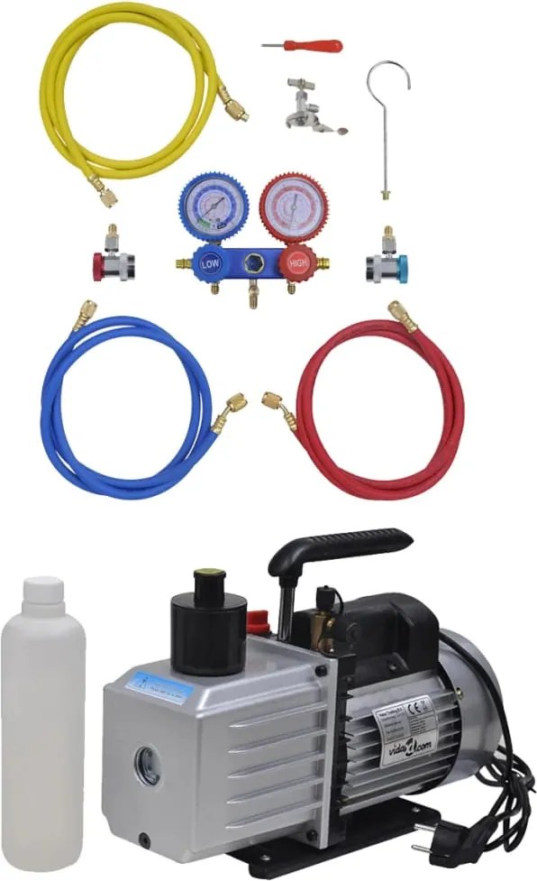 vidaXL Pompă de vid 100 L/min cu set manometru cu 2 căi în set scule