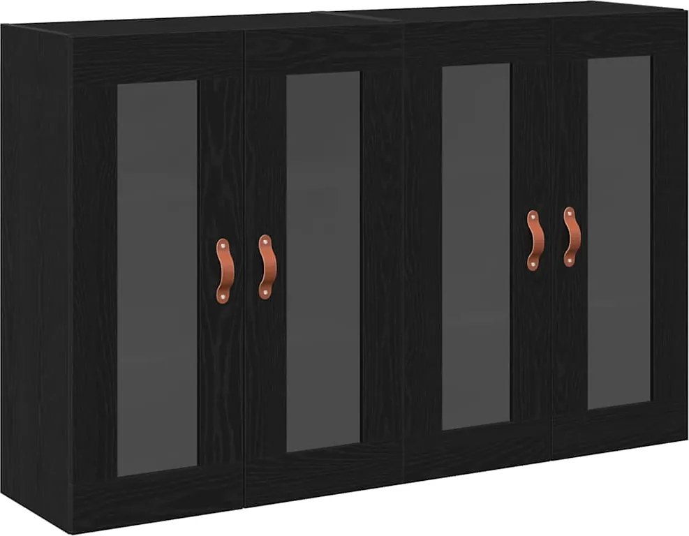 vidaXL Dulapuri de perete 2 pcs Stejar Negru 69,5 x 34 x 90 cm