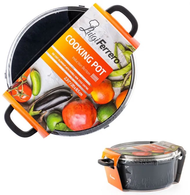 Тенджера Luigi Ferrero Hanna FR-205M 20x8.5cm, 2.3L, лят алуминий