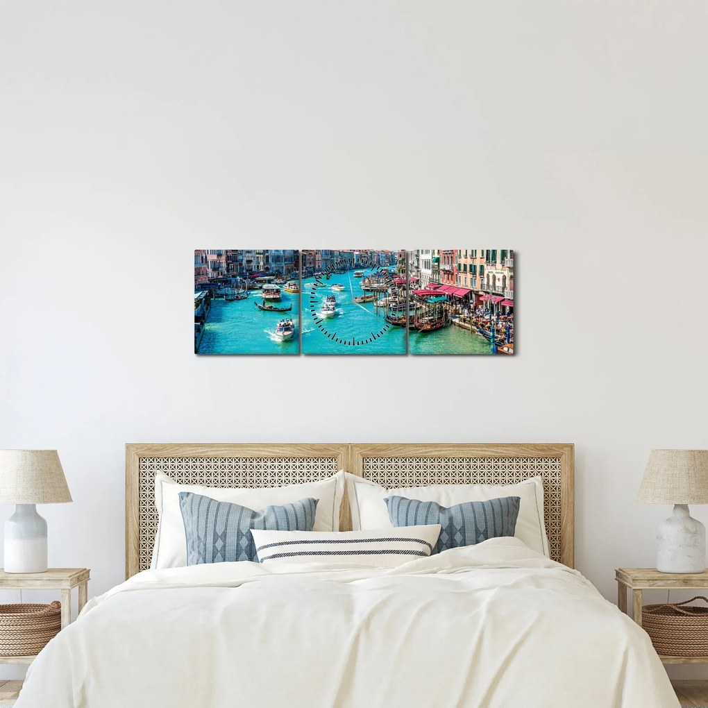 Tablou - Canalul Grande, Veneția, Italia (cu ceas) (90x30 cm)
