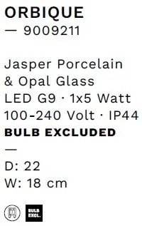 Aplica baie protectie IP44, Portelan jasper, ORBIQUE 22cm