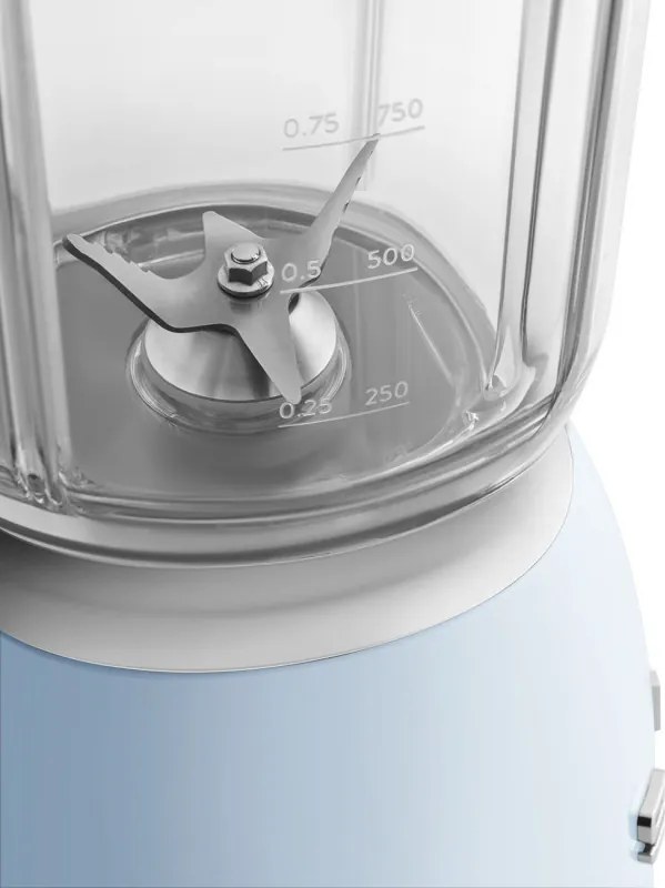 Blender Smeg BLF03PBEU, 800 W, 1,5 l, 18 000 rpm, 4 programe, 4 viteze + Impuls, Otel inoxidabil, Albastru pastel