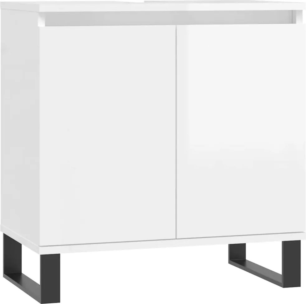 vidaXL Dulap de baie, alb extralucios, 58x33x60 cm, lemn prelucrat