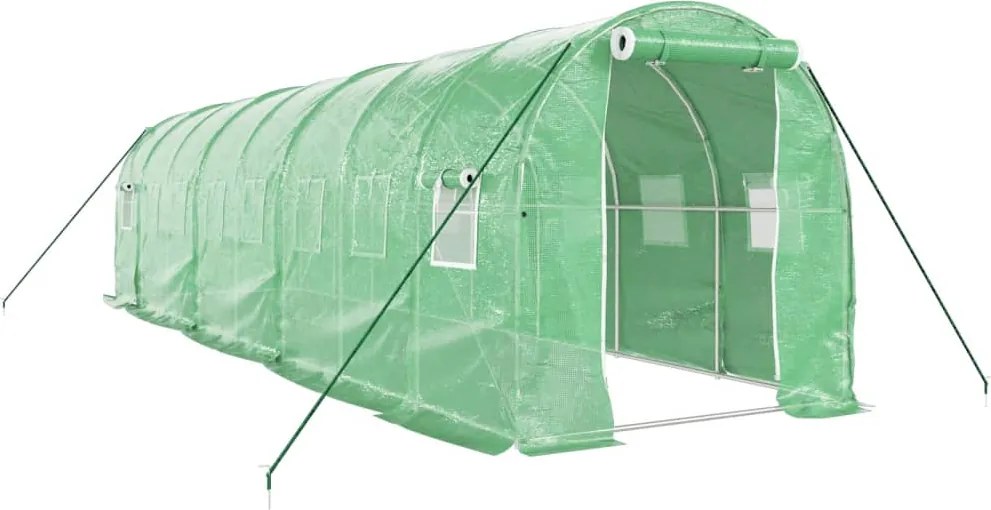 vidaXL Seră cu cadru din oțel, verde, 16 m², 8x2x2 m