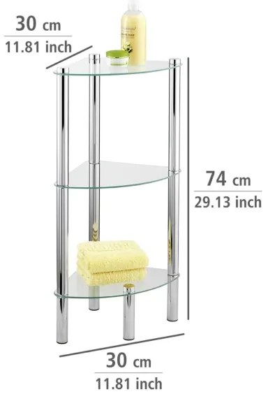 WENKO 15850100 - Poliță YAGO, 30 x 74 cm, inox/argintiu/transparent